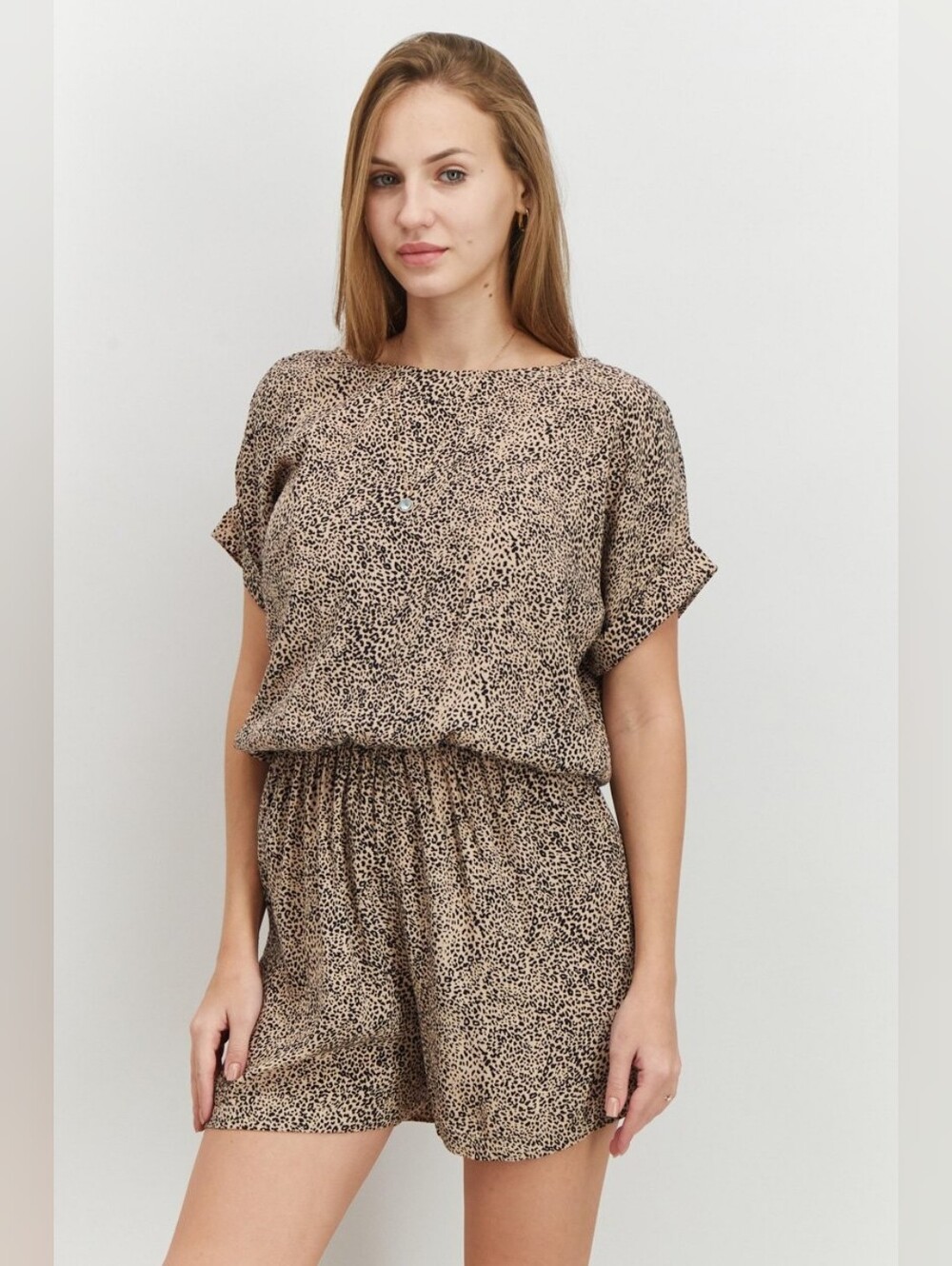 MNG Casual XXS by Mango Leopard Animal Print Open Back Romper